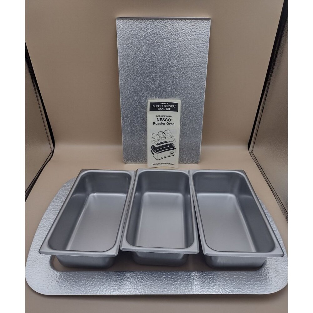 Nesco 5-Piece Buffet Server/Bake Kit With 3 Pans & Lid For Use With Roaster Oven
